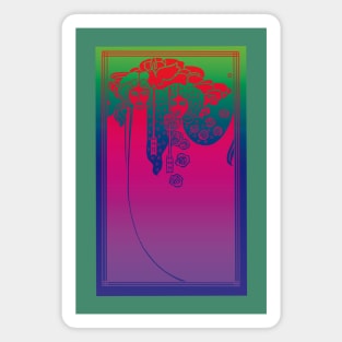 Art Nouveau Ladies (pink on green/blue) Magnet